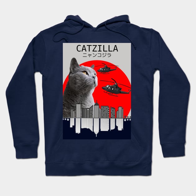 CATZILLA - GREY CAT Hoodie by AdorableTees